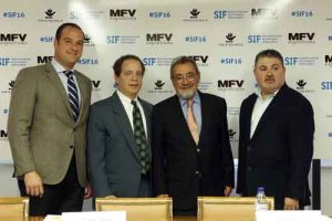 Rueda de prensa de Jose Vicente Gonzalez, presidente de Feria Valencia, y Steve Esteve Ianuzzi CEO MfvExpositions, sobre el acuerdo de colaboración (Photo: Alberto Sáiz)